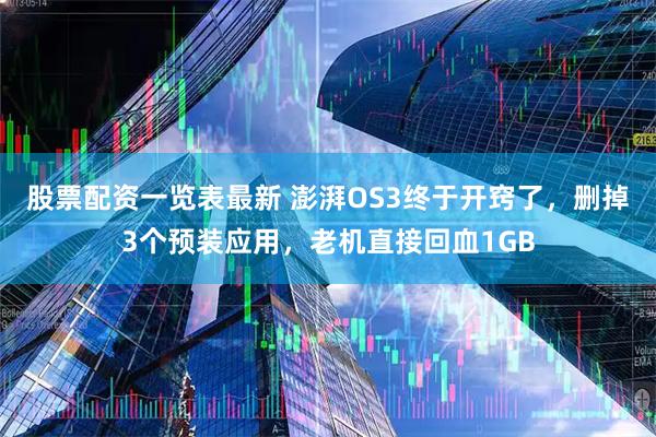股票配资一览表最新 澎湃OS3终于开窍了，删掉3个预装应用，老机直接回血1GB